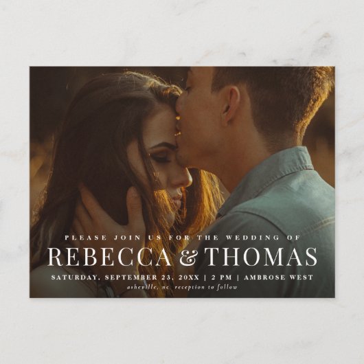 バジェットモダンフォト結婚式招待状 ポストカード (正面)