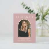 バジェットモダンフォト赤面ピンクアーチ卒業 ポストカード (スタンド正面)