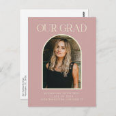 バジェットモダンフォト赤面ピンクアーチ卒業 ポストカード (正面/裏面)