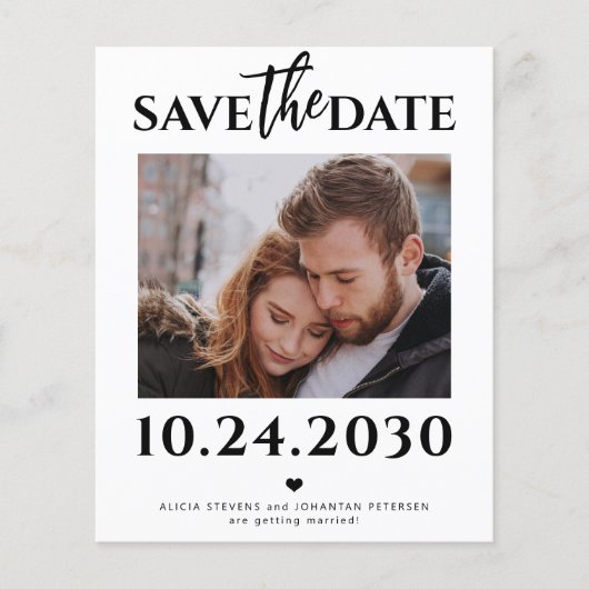 バジェットモダンフォトQRコード結婚式の日付を保存 チラシ (正面)