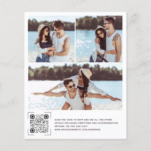 バジェットモダンフォトQRコード結婚式招待状 (裏面)