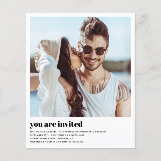 バジェットモダンフォトQRコード結婚式招待状 (正面)