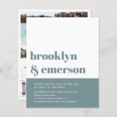 バジェットモダンフォトQRコード結婚式招待状 (正面/裏面)