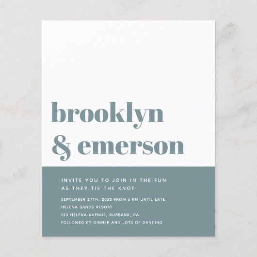 バジェットモダンフォトQRコード結婚式招待状 (正面)