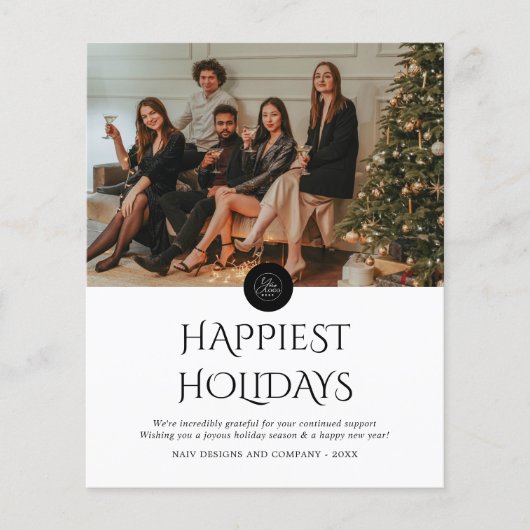 バジェットモダンブラック会社ロゴ写真クリスマス (正面)