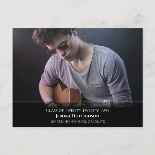 バジェットモダンブラック写真卒業発表 ポストカード (正面)