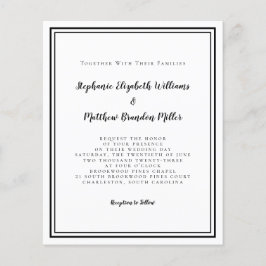 バジェットモダンブラック&ホワイト結婚式招待状