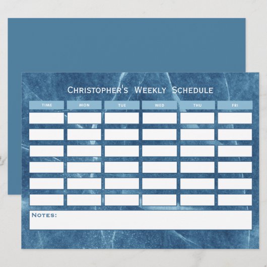 バジェットモダンブルー週次スケジュールクラスの時刻表 (正面/裏面)