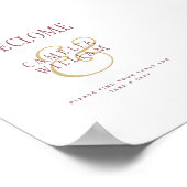 バジェットモダンベリーワイン金ゴールド結婚のサイン ポスター (角)