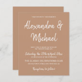 バジェットモダンベージュタン結婚式招待状 (正面/裏面)