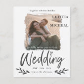 バジェットモダンホワイトフォト結婚式招待状 (正面)