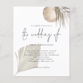 バジェットモダンボホグラスベージュ結婚式招待状