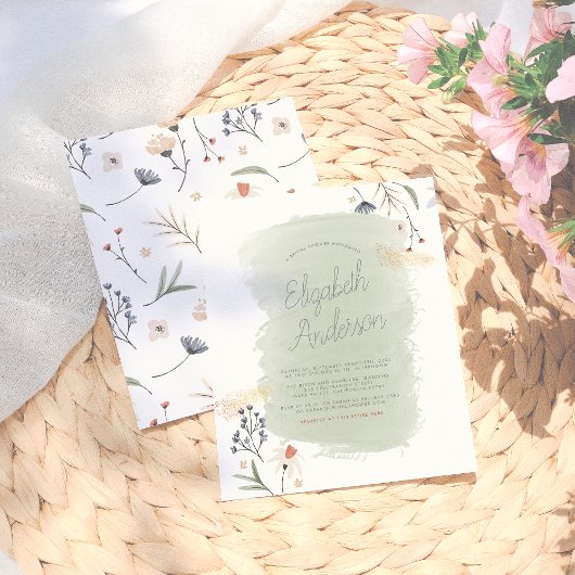 バジェットモダンボホフラワーズグリーンブライダルシャワー