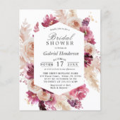 バジェットモダンボホマルーンブライダルシャワー招待 (正面)