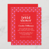 バジェットモダンミッドレッドピンク幾何ブライダルシャワー (正面/裏面)