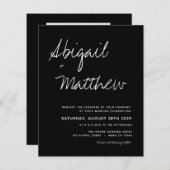 バジェットモダンミニマリストブラック結婚式招待状 (正面/裏面)