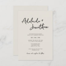 バジェットモダンミニマルアイボリー結婚式招待状