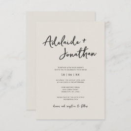 バジェットモダンミニマルアイボリー結婚式招待状 招待状