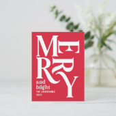 バジェットモダンミニマルシンプルクリスマス赤メリークリスマス シーズンポストカード (スタンド正面)