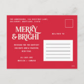 バジェットモダンミニマルシンプルクリスマス赤メリークリスマス シーズンポストカード (裏面)