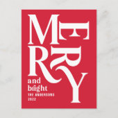 バジェットモダンミニマルシンプルクリスマス赤メリークリスマス シーズンポストカード (正面)