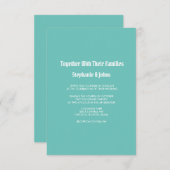 バジェットモダンミニマルティール(緑がかった色)ブルー結婚ホワイト 招待状 (正面/裏面)