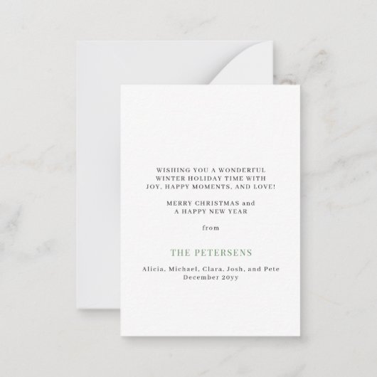 バジェットモダンミニマル休日の写真の小さなカード ノートカード (裏面)