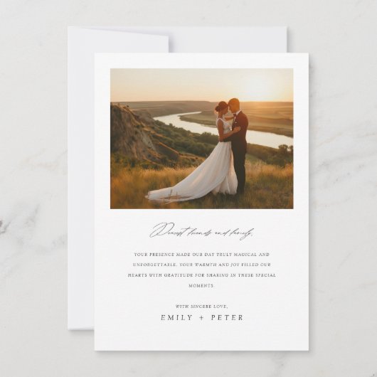 バジェットモダンミニマル2フォト結婚ズ サンキューカード (裏面)