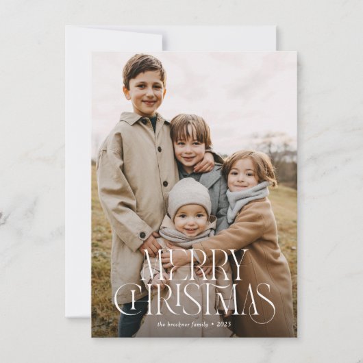 バジェットモダンメリーエレガントクリスマス3枚の写真 シーズンカード (正面)