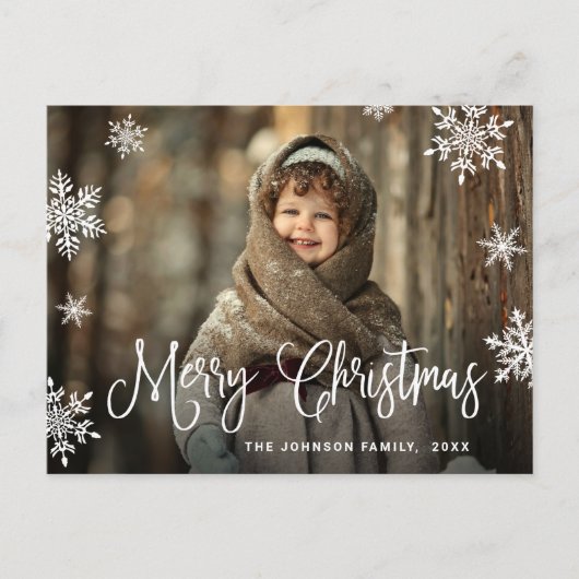 バジェットモダンメリークリスマスフォトGREETINGカード ポストカード (正面)