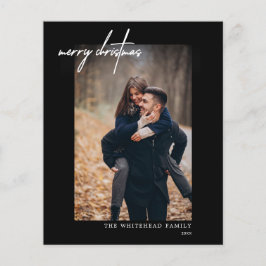 バジェットモダンメリークリスマスブラックフォトカード チラシ