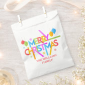 バジェットモダンメリークリスマスホリデーファミリー名 フェイバーバッグ (クリップ留めされた状態)