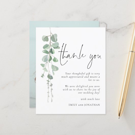 バジェットモダンユーカリ写真ありがとう (正面/裏面インサイチュ)