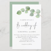 バジェットモダンユーカリ結婚式招待状 (正面/裏面)