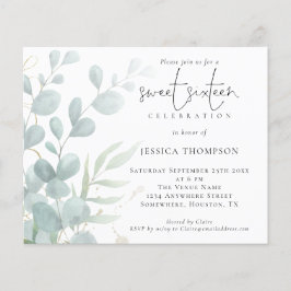 バジェットモダンユーカリSweet sixteen招待状