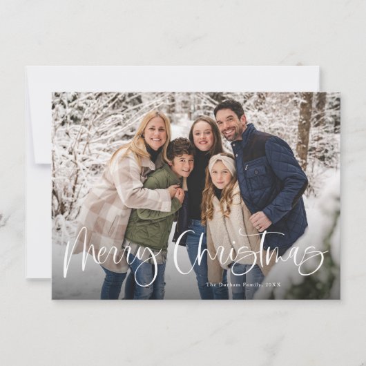 バジェットモダンレタリング2枚フォトメリークリスマス シーズンカード (正面)