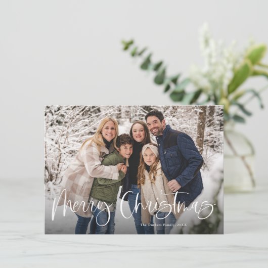 バジェットモダンレタリング2枚フォトメリークリスマス シーズンカード (スタンド正面)