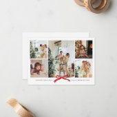 バジェットモダンレッドボーフォトコラージホリデーカード ノートカード (正面/裏面インサイチュ)