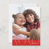 バジェットモダンレッドXOXO写真バレンタインデー シーズンカード (正面)