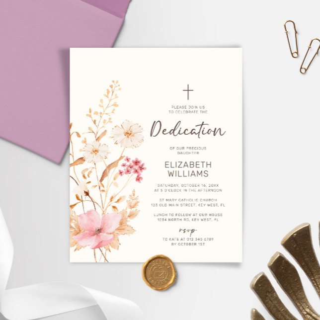 バジェットモダンワイルドフラワーガーデン献身招待状 (クリエイターアップロード済み)