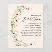 バジェットモダンワイルドフラワーブライダルシャワー招待 (正面)