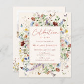 バジェットモダンワイルドフラワー記念招待状 (正面/裏面)