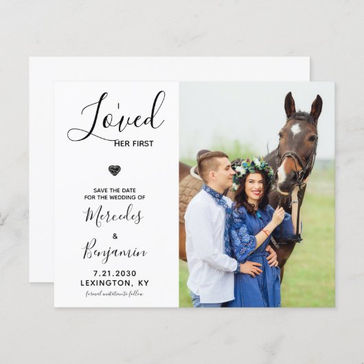 バジェットモダン写真の馬の結婚式の日付を保存 (正面/裏面)