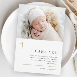 バジェットモダン写真ミニマルバプテスマサンキューカード