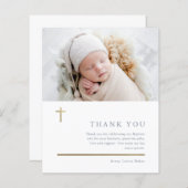 バジェットモダン写真ミニマルバプテスマサンキューカード (正面/裏面)