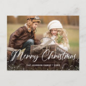 バジェットモダン写真メリークリスマスグリーティングカード ポストカード (正面)
