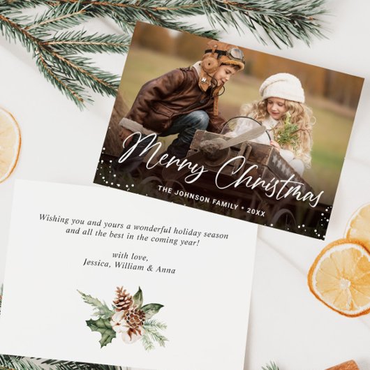 バジェットモダン写真メリークリスマスグリーティングカード ポストカード