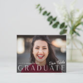バジェットモダン写真卒業パーティー招待状 ポストカード (スタンド正面)