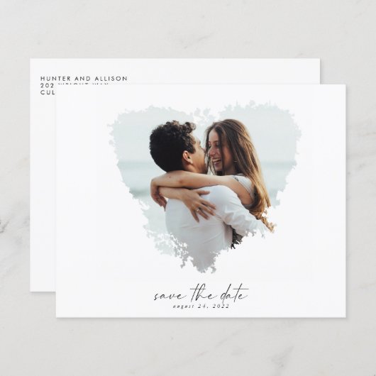 バジェットモダン写真PostCardフライヤーの日付を保存 (正面/裏面)