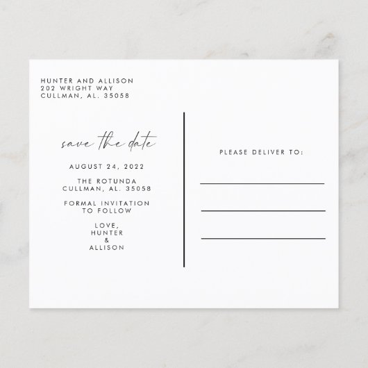 バジェットモダン写真PostCardフライヤーの日付を保存 (裏面)